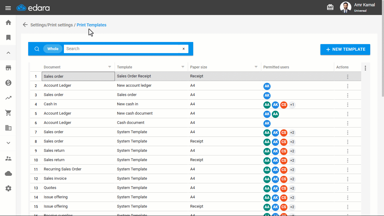 Creating a Print Template for the Account Ledger Report — Click on “Save”.