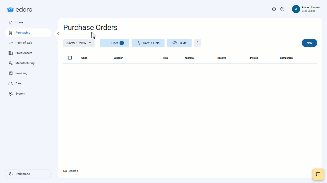 Second: Create and Approve a Purchase Order — Click “Save”.