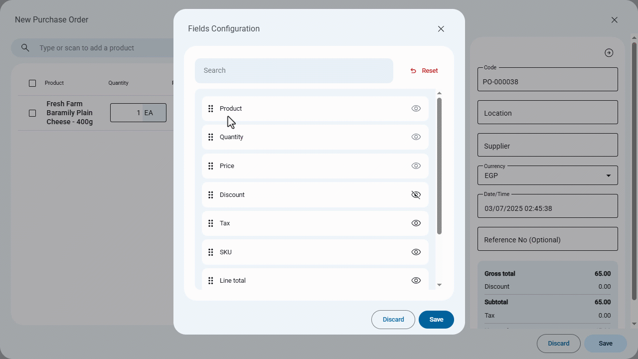 Configuring Fields in Purchase (Order/Request/invoice) Lines — The customized field layout will be displayed every time you…