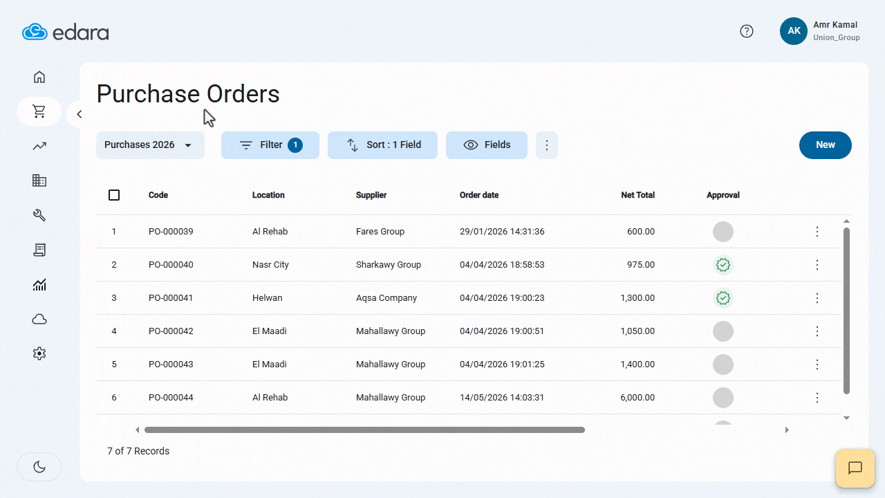 Controlling Table Views in “Edara 3.0” — In addition, you can show or hide fields by clicking on the “” icon, then clicking…