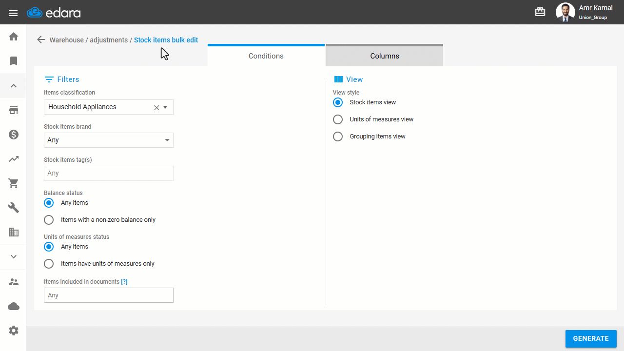 Second: Preparing Stock Item Data from “Edara 2.0” — After exporting the file, transfer the data into the “download…