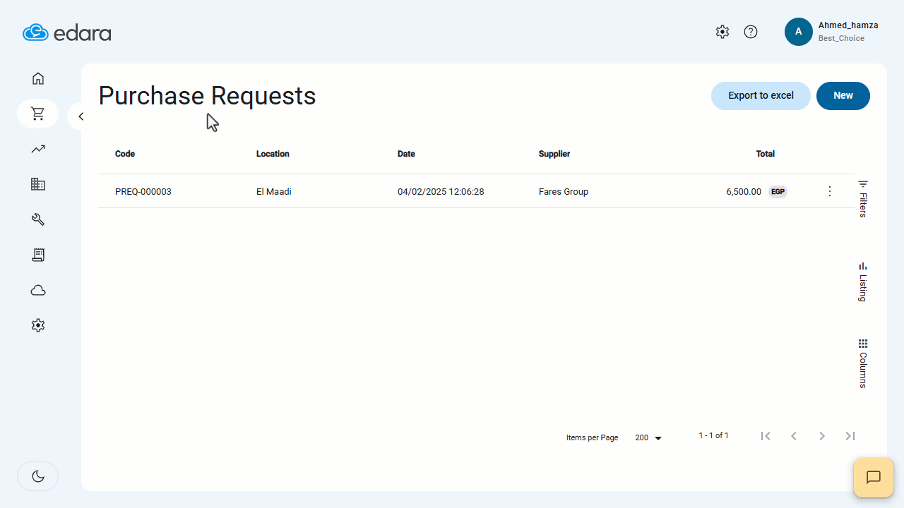 Viewing The Details of Purchase Requests — Click "Save".