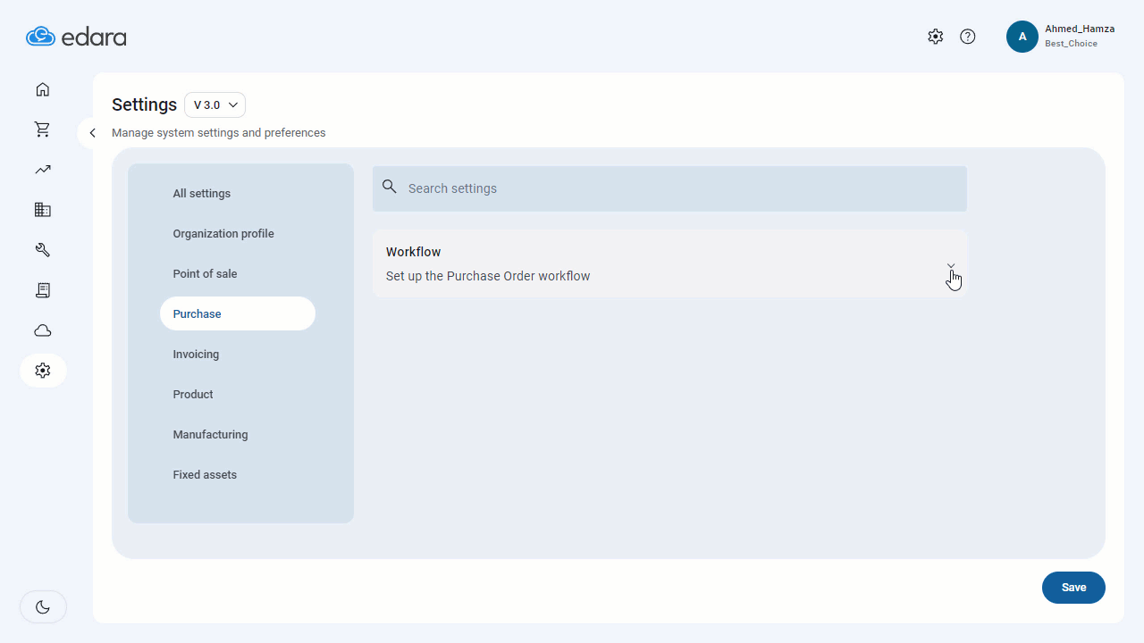 Setting Up the Approval Workflow for Purchase Orders — Enter the name of the workflow