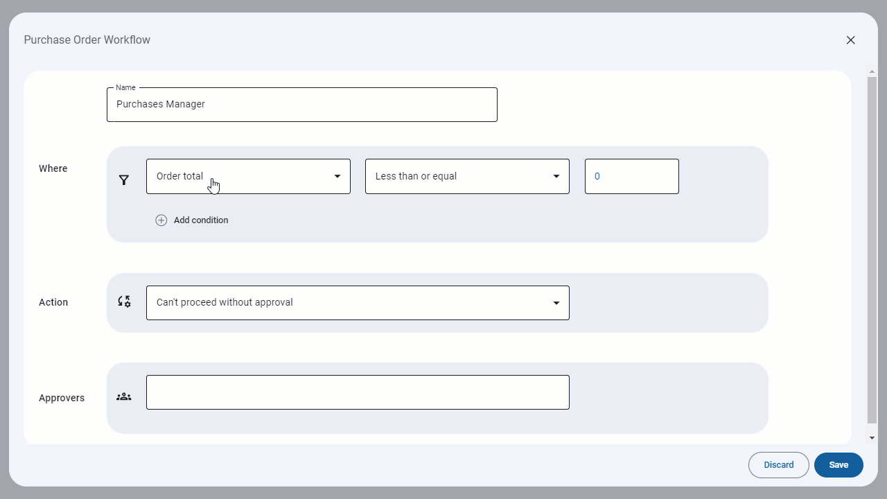 Setting Up the Approval Workflow for Purchase Orders — Thus, receipt or invoicing for a purchase order that meets these…