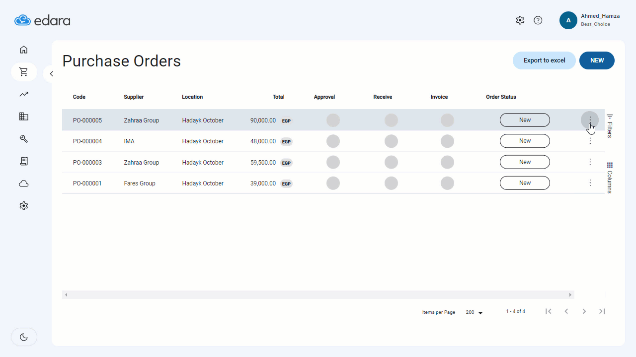 Important Notes — In case of retracting approval or rejection, the purchase order status will be modified to "Pending…