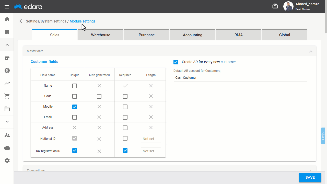 1- Activating the Option — Click on “Save”.