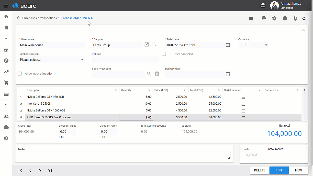 Canceling a Purchase Order — Click “Update.”