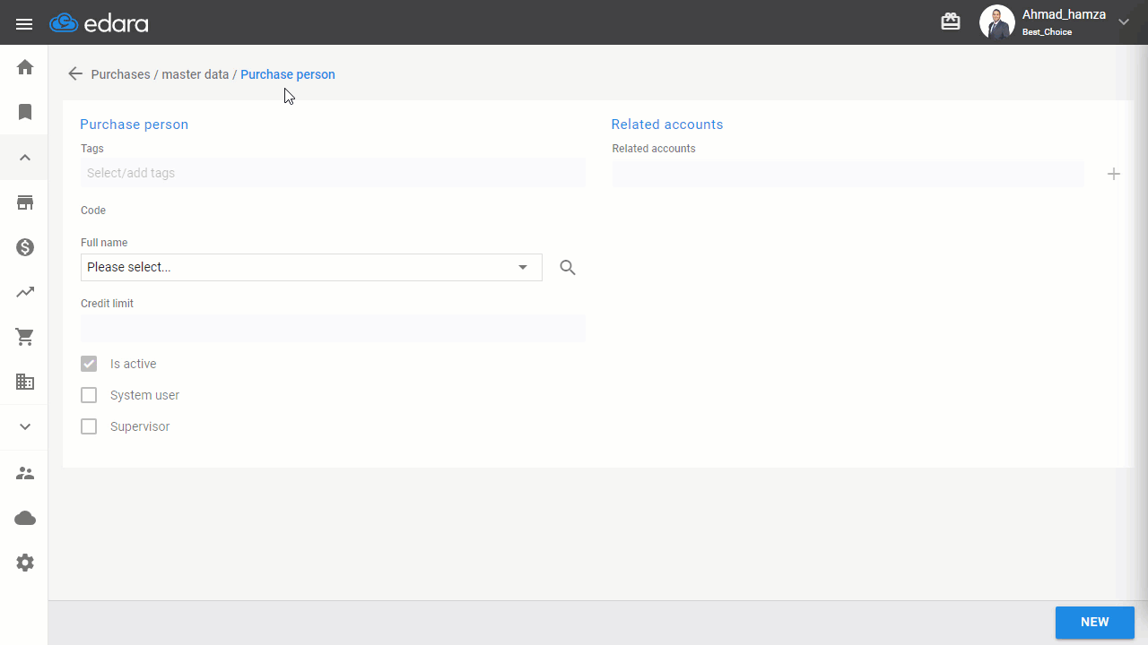 Creating a Purchase Person — Click “Save.”