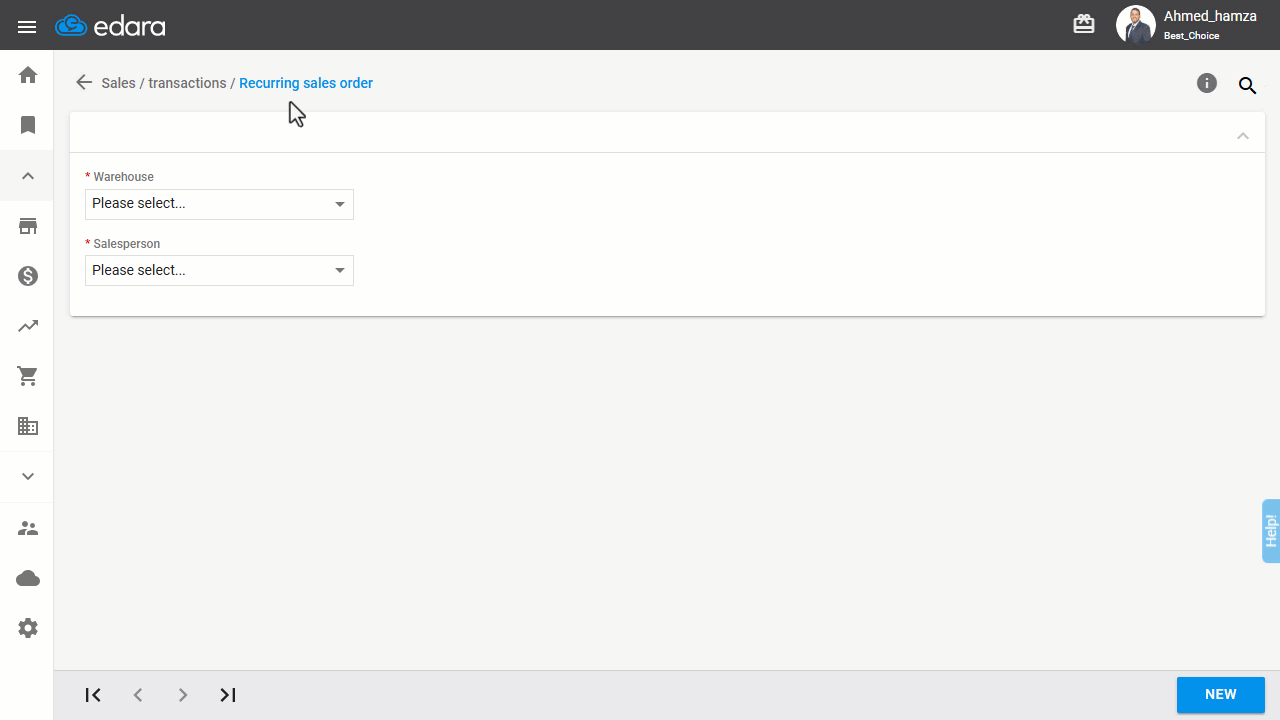 Creating a Recurring sales order — Click “Save”.