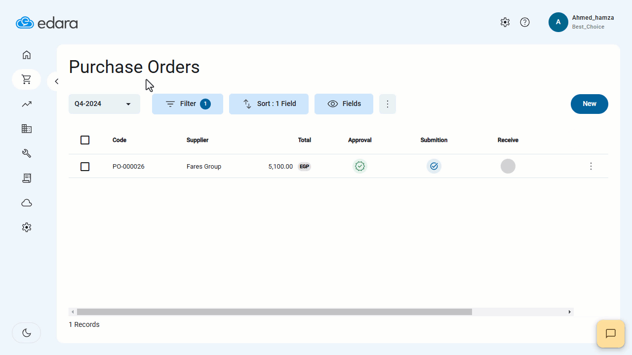 Receiving Supplies in the Warehouse Module and Its Impact on the Purchase Order Status — Click "Save" to receive the…