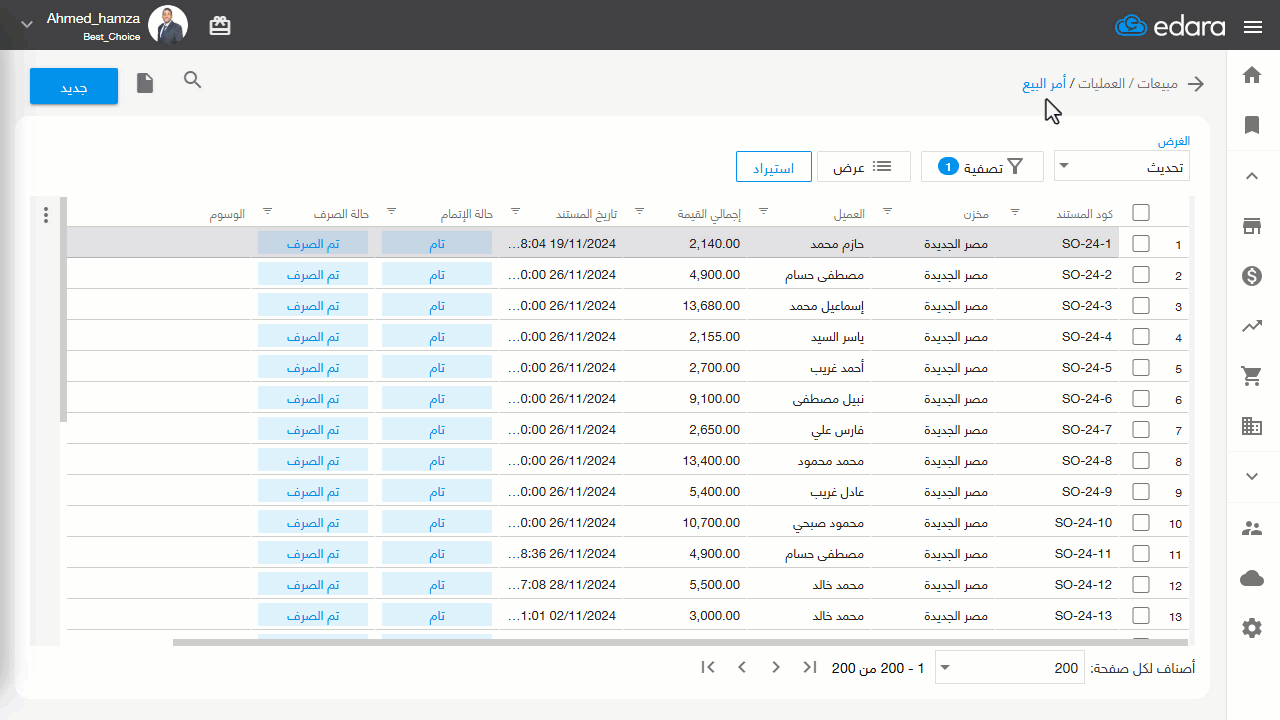 استعراض الكميات المصروفة والكميات المتبقية والرصيد المتاح للأصناف بشكل مجمع — اضغط على "حفظ"
