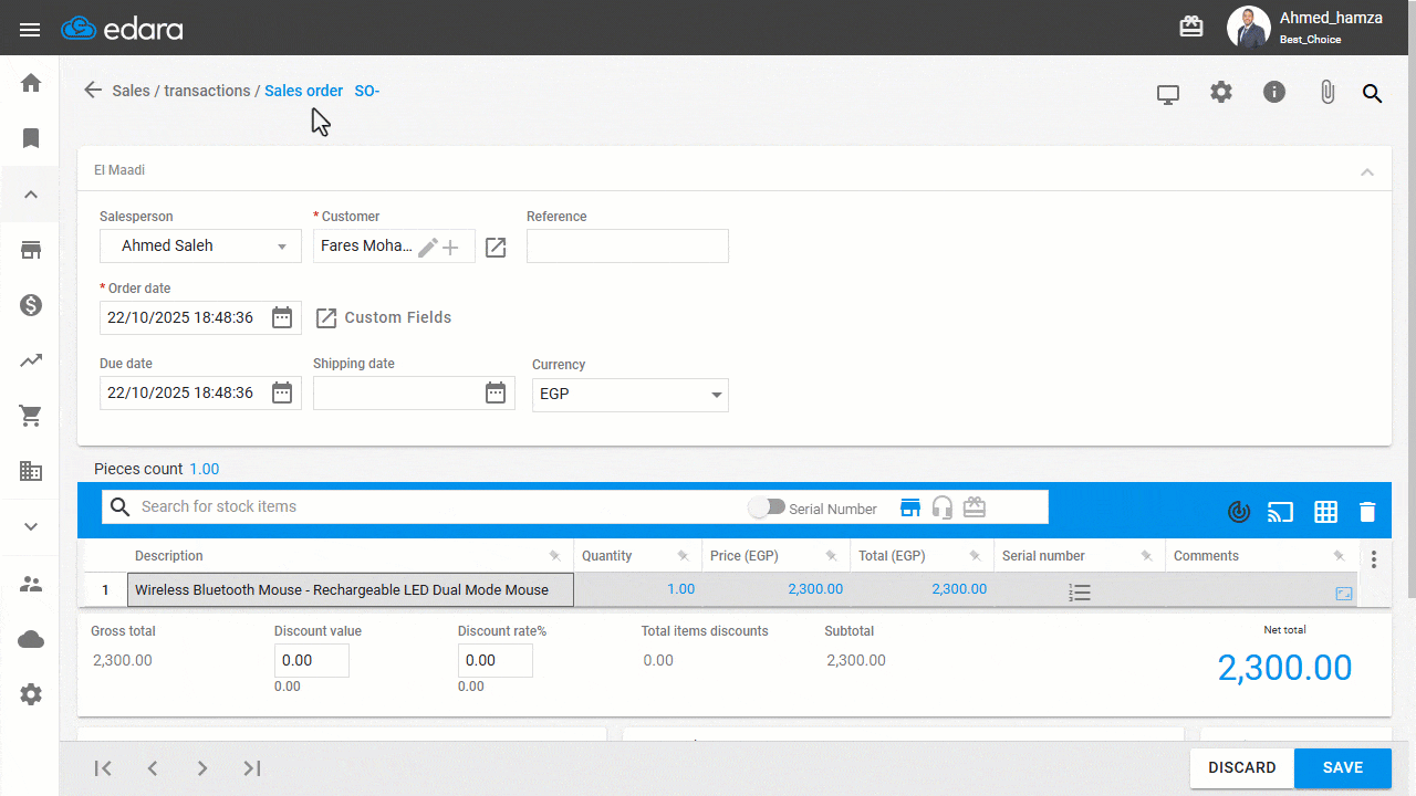 Creating a Taxable Sales Order — If the Tax Rate column isn’t visible, click on the “⋮” icon, then “Columns”, and enable the…