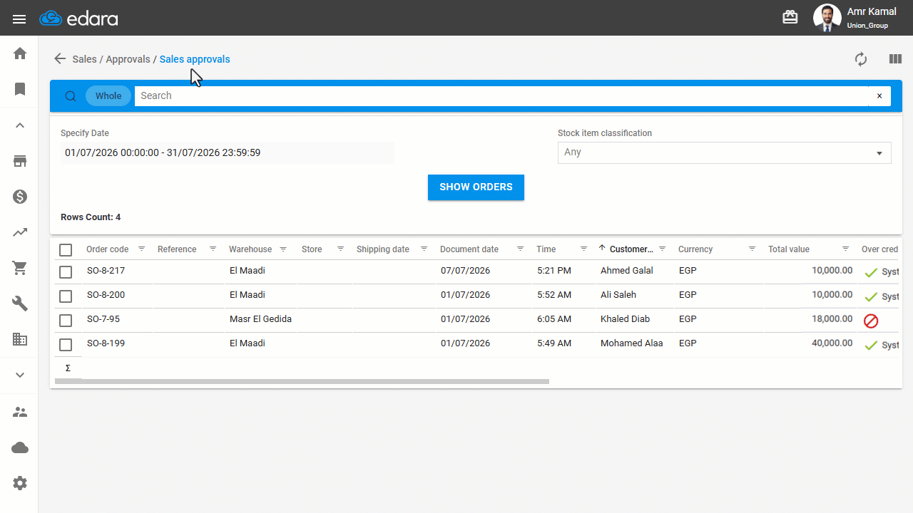3- Cancelling the Approval and Editing the Sales Order — Click on "Update".
