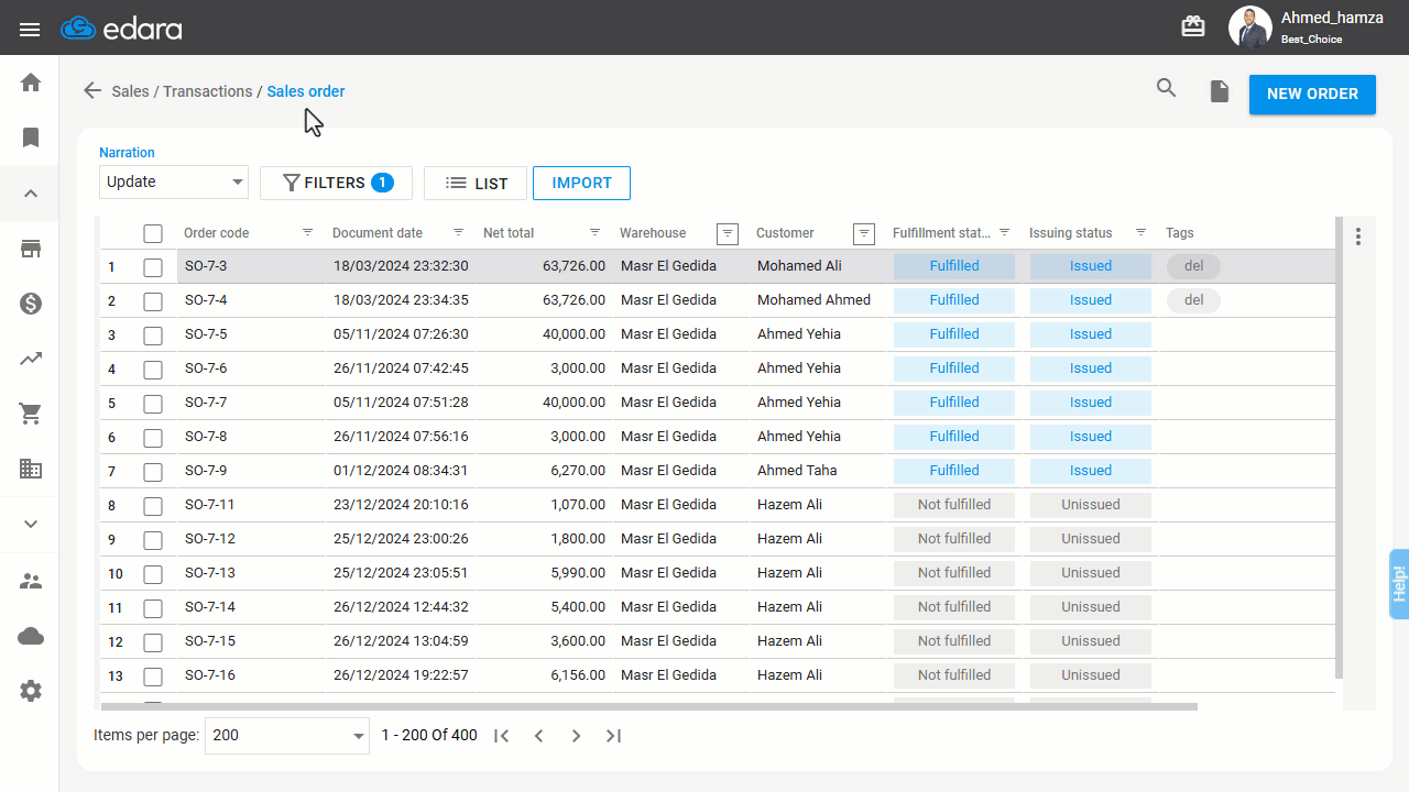 Bulk Importing of Sales Orders — Click on "Download” to save the template to your device.