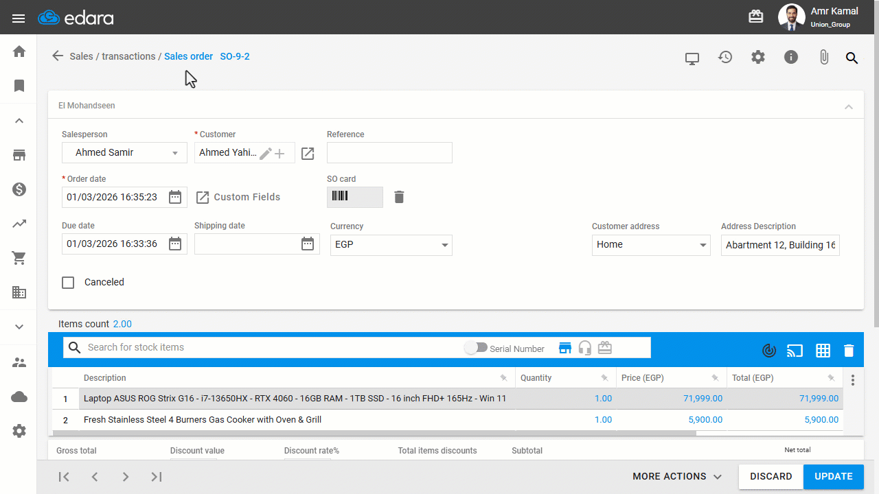 Enabling and Using the Sales Order Card — If the card is linked to a sales order, the order must be canceled first by…