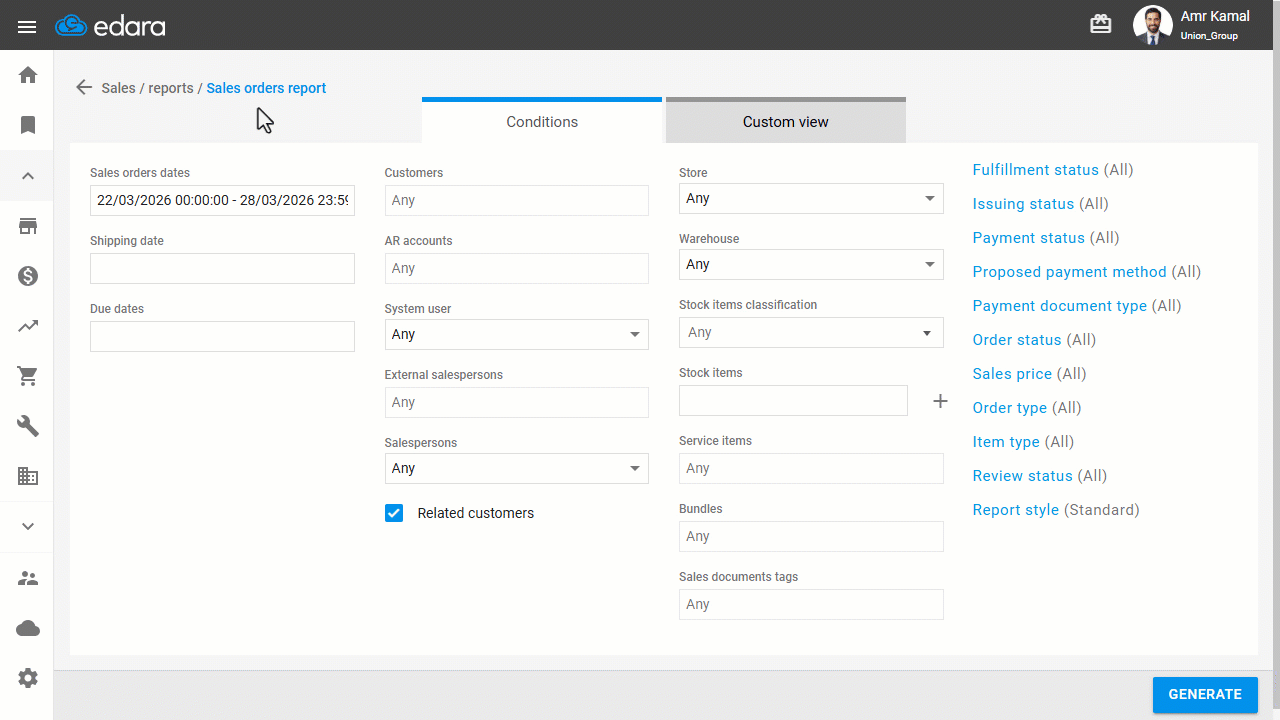 Displaying the Sales Returns Linked to the Sales Orders — The “Linked Documents” column will appear, showing the returns…