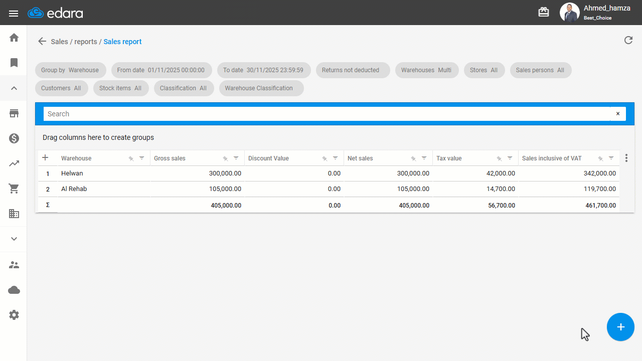 Displaying Sales Value Including Tax in the Sales Report — Click on “Generate”.