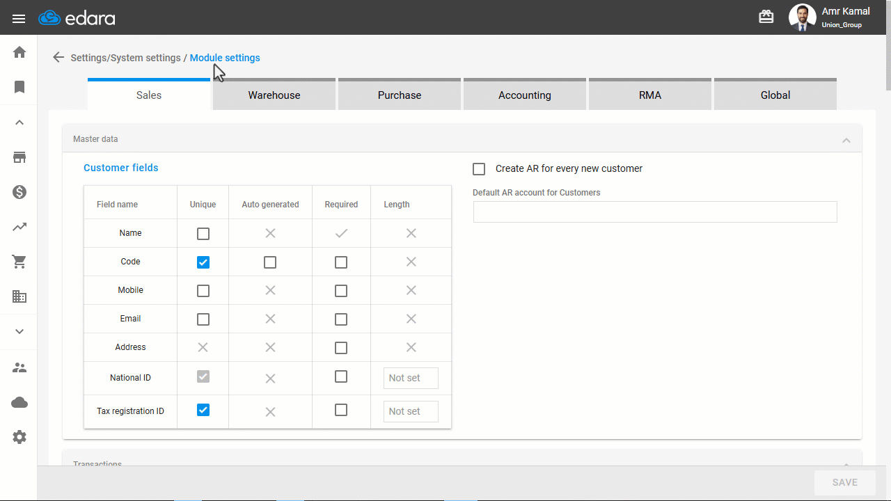 Preventing return quantity over the reserved balance — Click on “Save”.