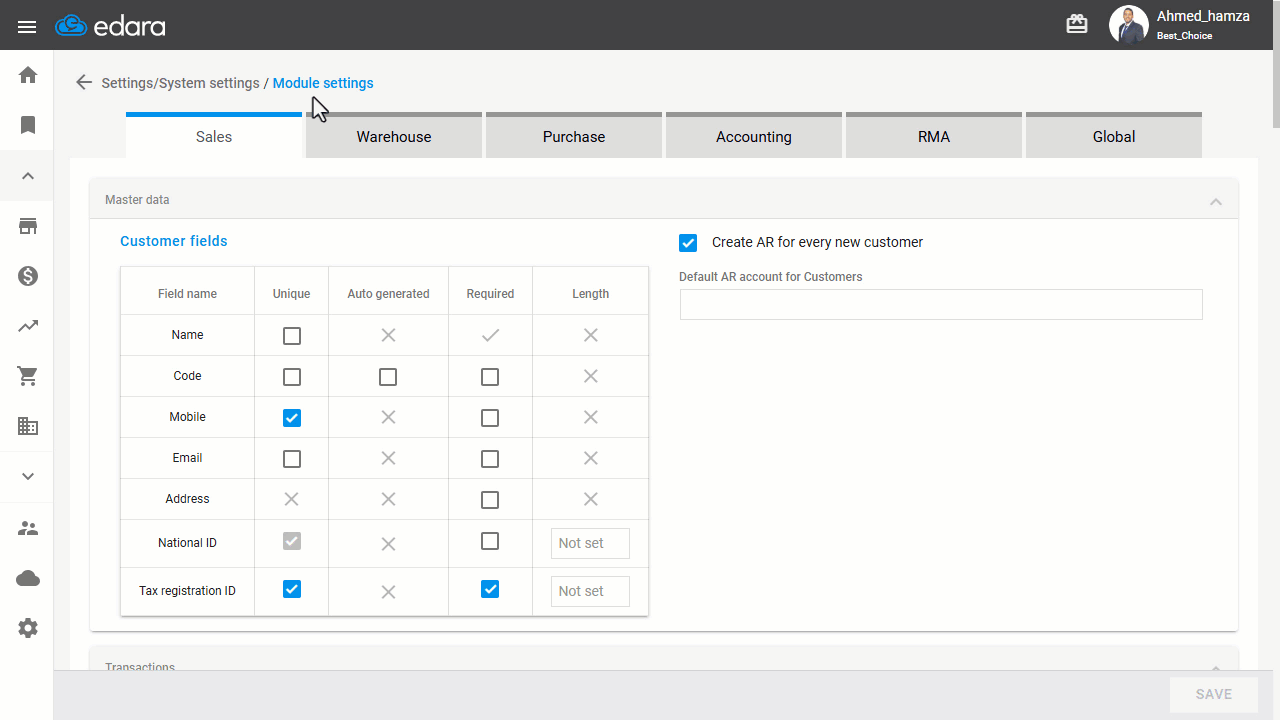 Granting Permission to Modify Dates in Documents — Click on "Save".