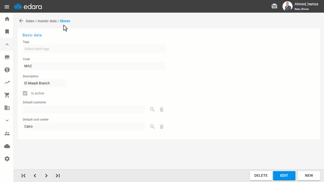 Creating a Sales Store — Click on "Save".