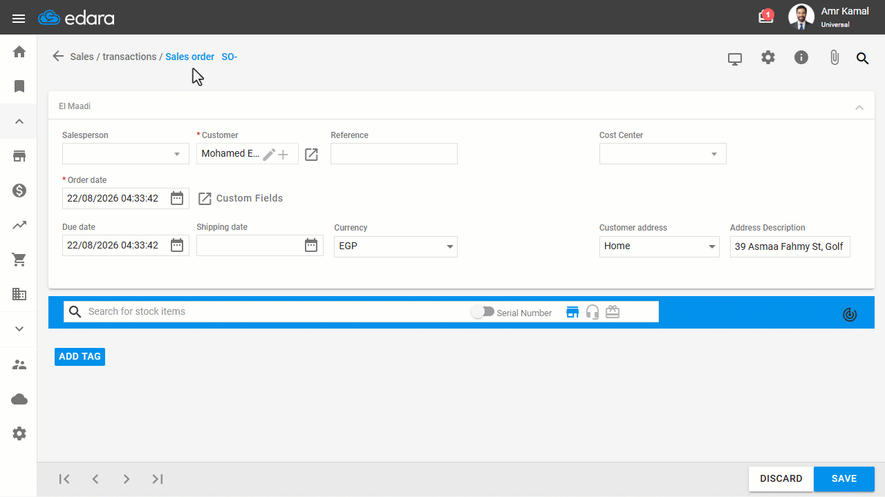 Creating a Service Item — Click on “Save”.