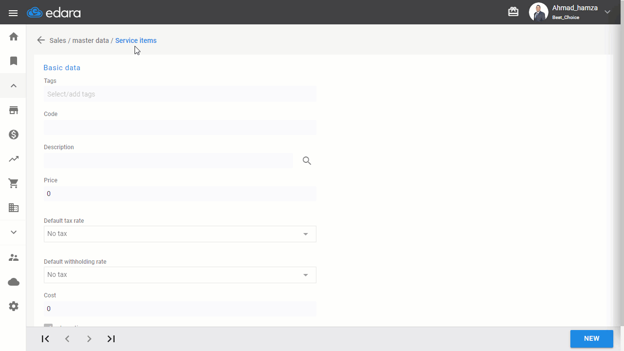 Deactivating a Service Item — Click “Update.”