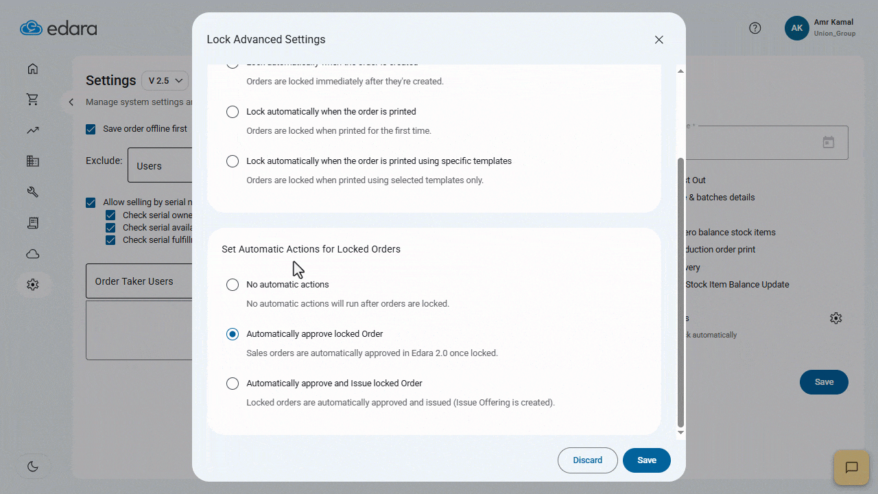 Automatic Actions for Locked Sales Orders — If the option “Automatically approve and issue locked order” is selected, the…