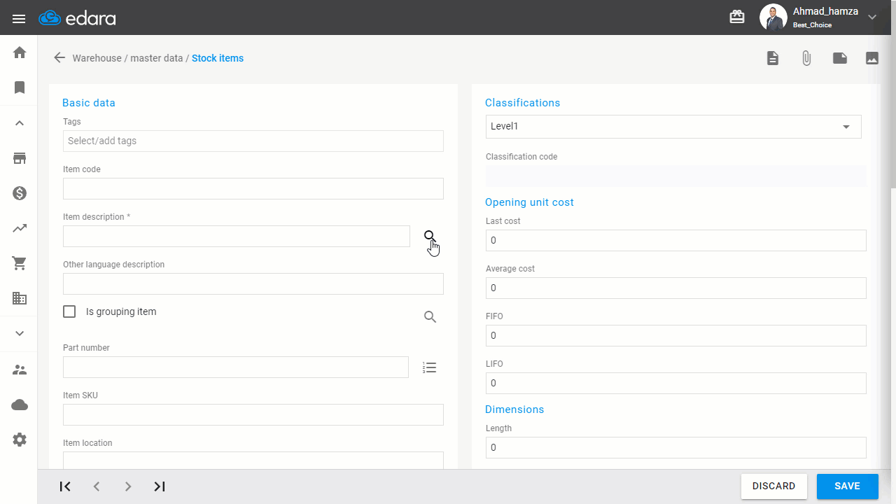 Display a Stock Item Data — Click "OK"