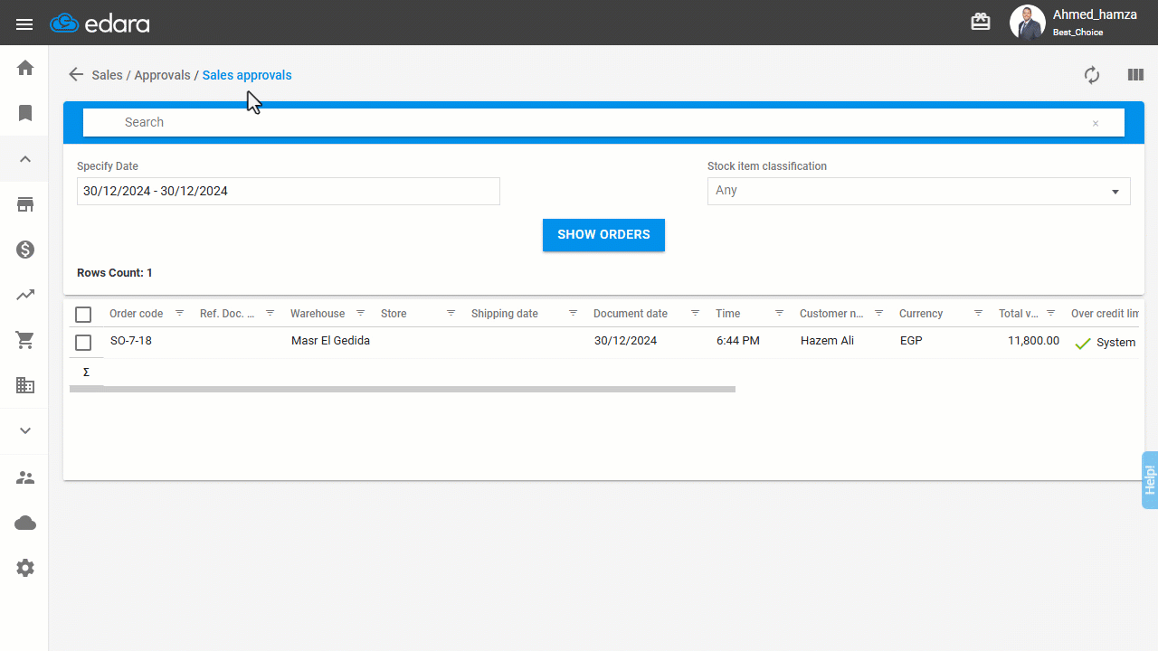 Deleting a Sales Order — Select “Delete”, then click on "Yes" to confirm the deletion.