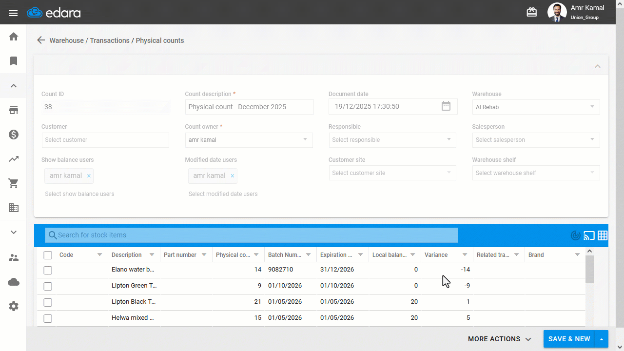 Creating Adjustment Documents — The suggested adjustment documents (RS / IO / IT) will appear.