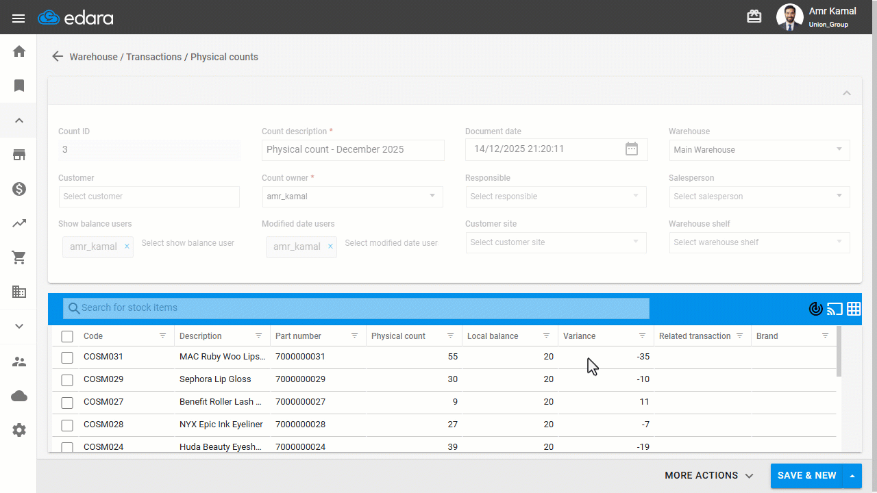 Creating Adjustment Documents — The suggested adjustment documents (RS / IO / IT) will appear.
