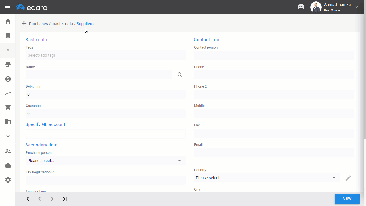Steps to Create a Supplier — Click “Save”