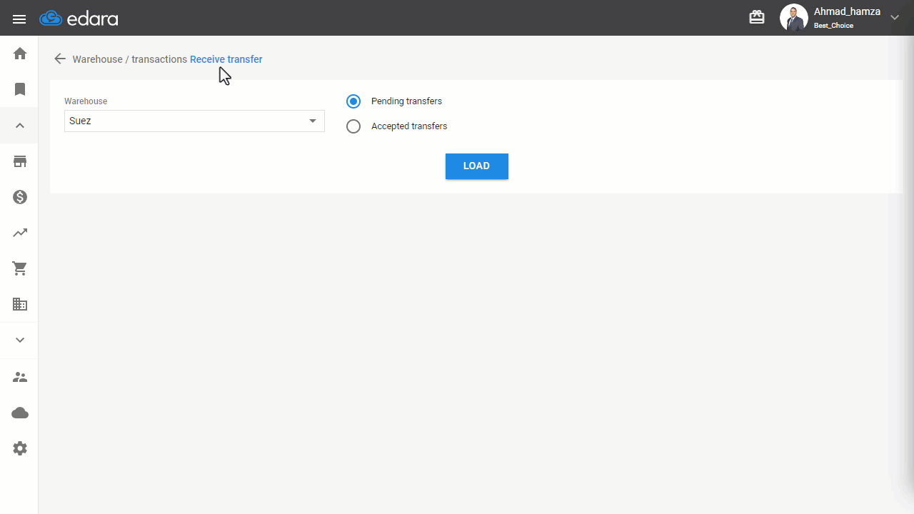 Receiving an Issue Transfer — Click "Accept" to receive it.