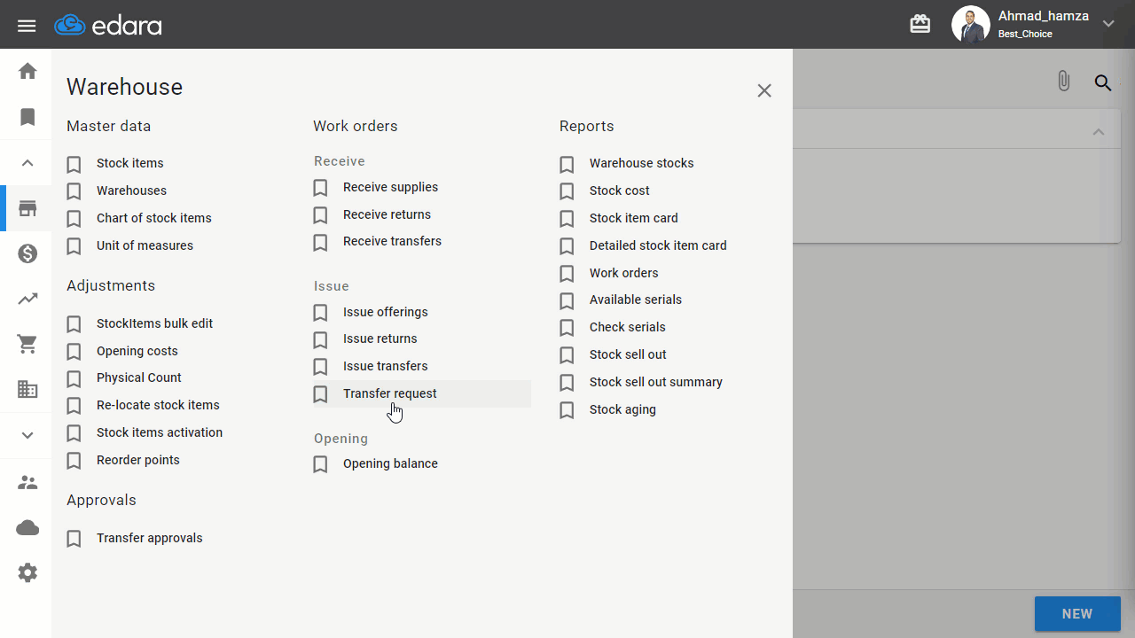Creating a Stock Transfer Request — Click “Save”