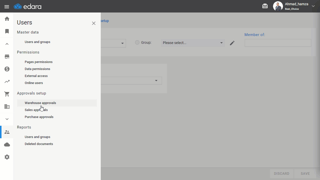 Granting Users Permissions for Warehouse approvals — Click "Save"