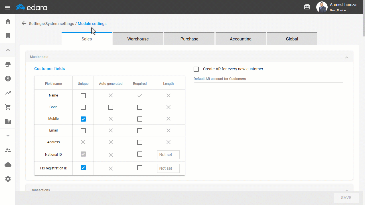 Allowing Zero Price in Work Order Details — Click on “Save”.