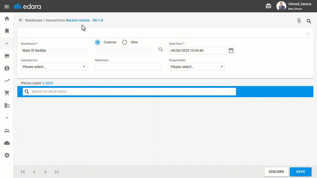 Changing Stock Item Prices in Receive Returns when the Customer Changes — After activating the setting, the result is as…