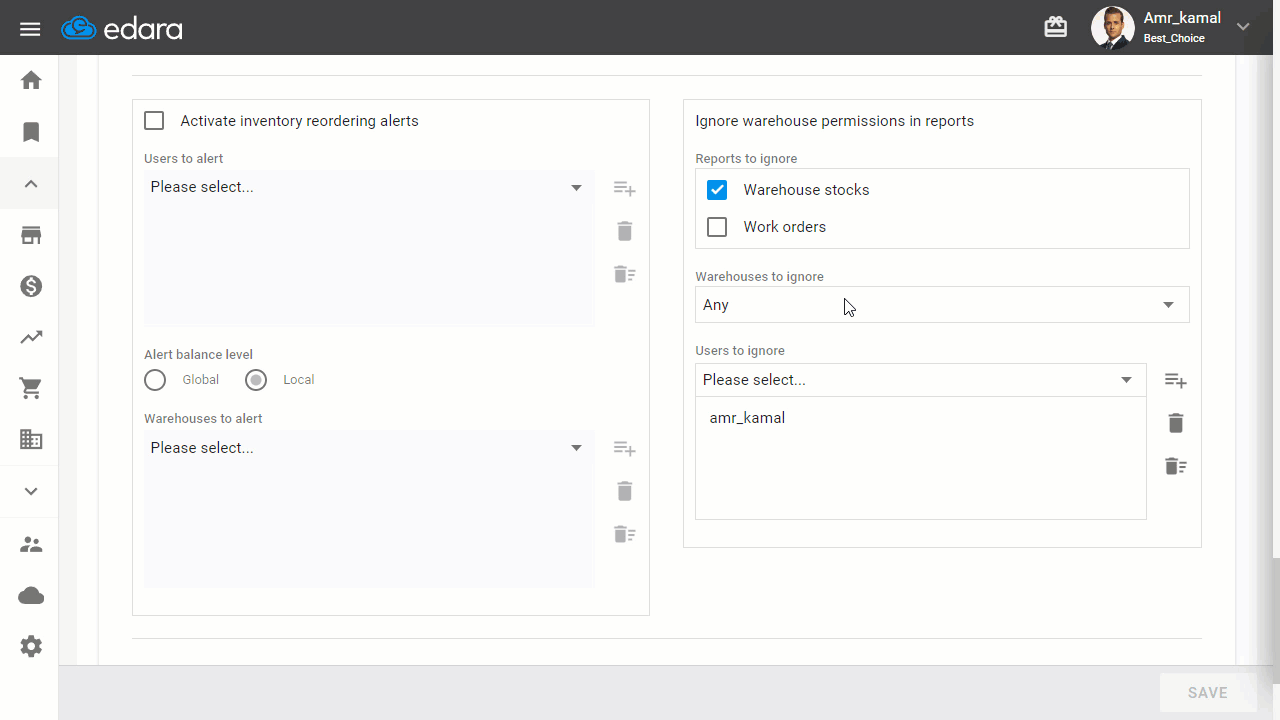 Additional Notes — Delete the warehouse(s) that you want to exclude from ignoring permissions, as illustrated in the…