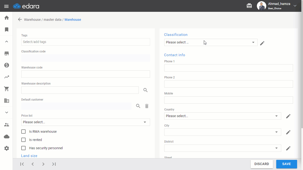 How to Delete Warehouse Classification — "Edara" allows deleting warehouse classifications by following the same steps for…