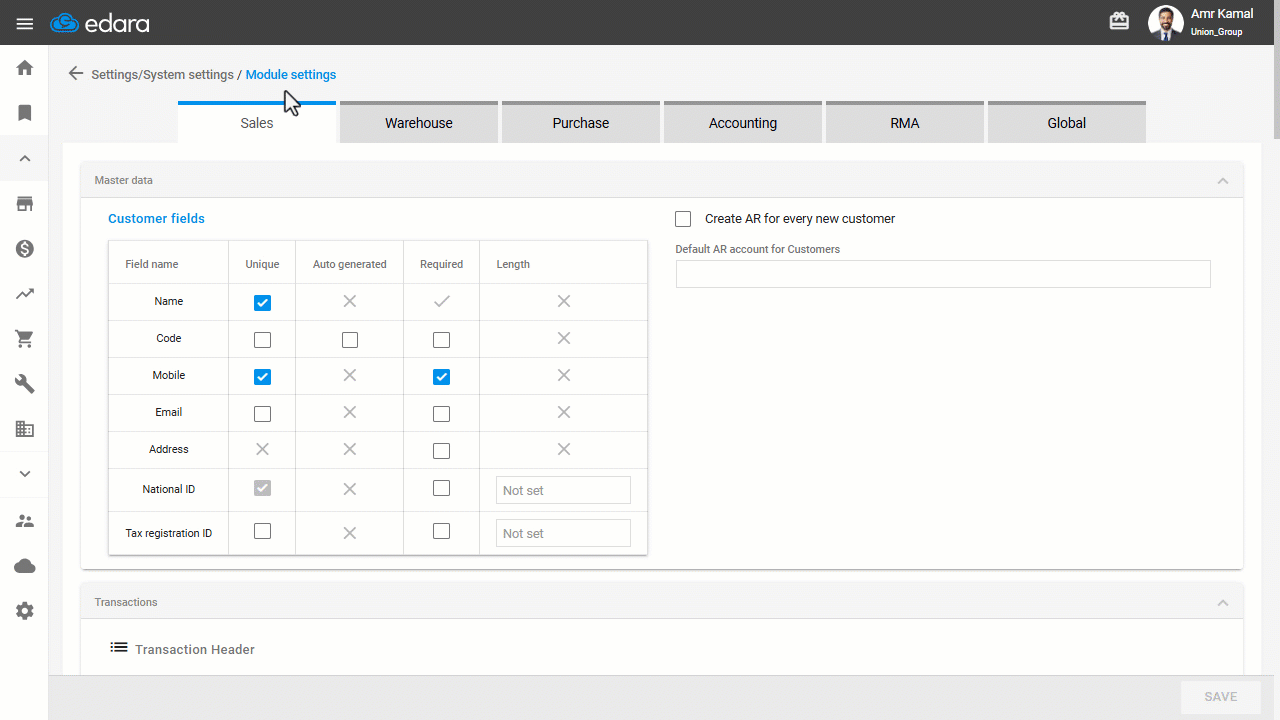 Linking a Price List to a Warehouse — Click on "Update".