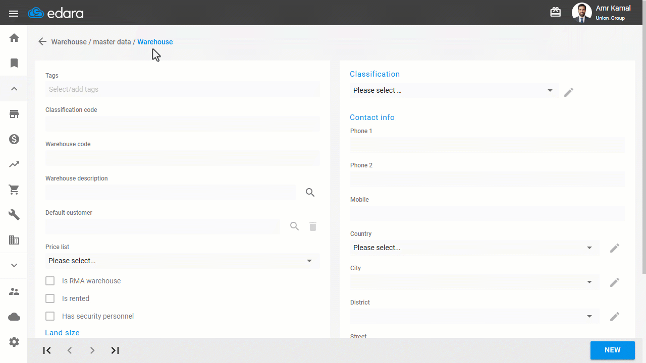 Creating a Warehouse — Click on "Save".
