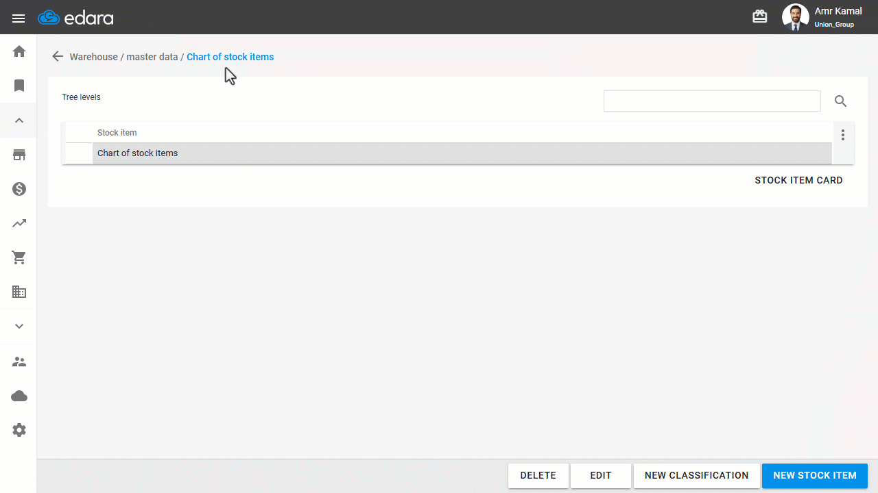 Creating a chart of stock items (classifications) — Click on “Save”.