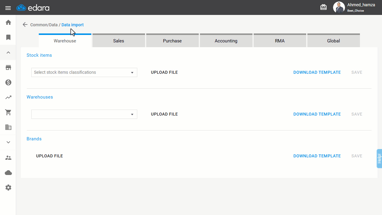 Bulk Importing of Warehouses — Click on "Save".
