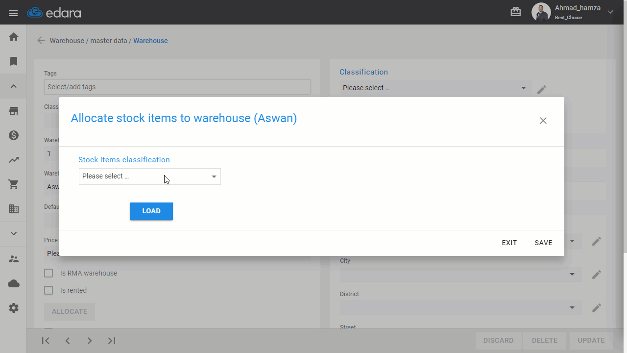 Allocating Items to a Specific Warehouse — Click "Save" again