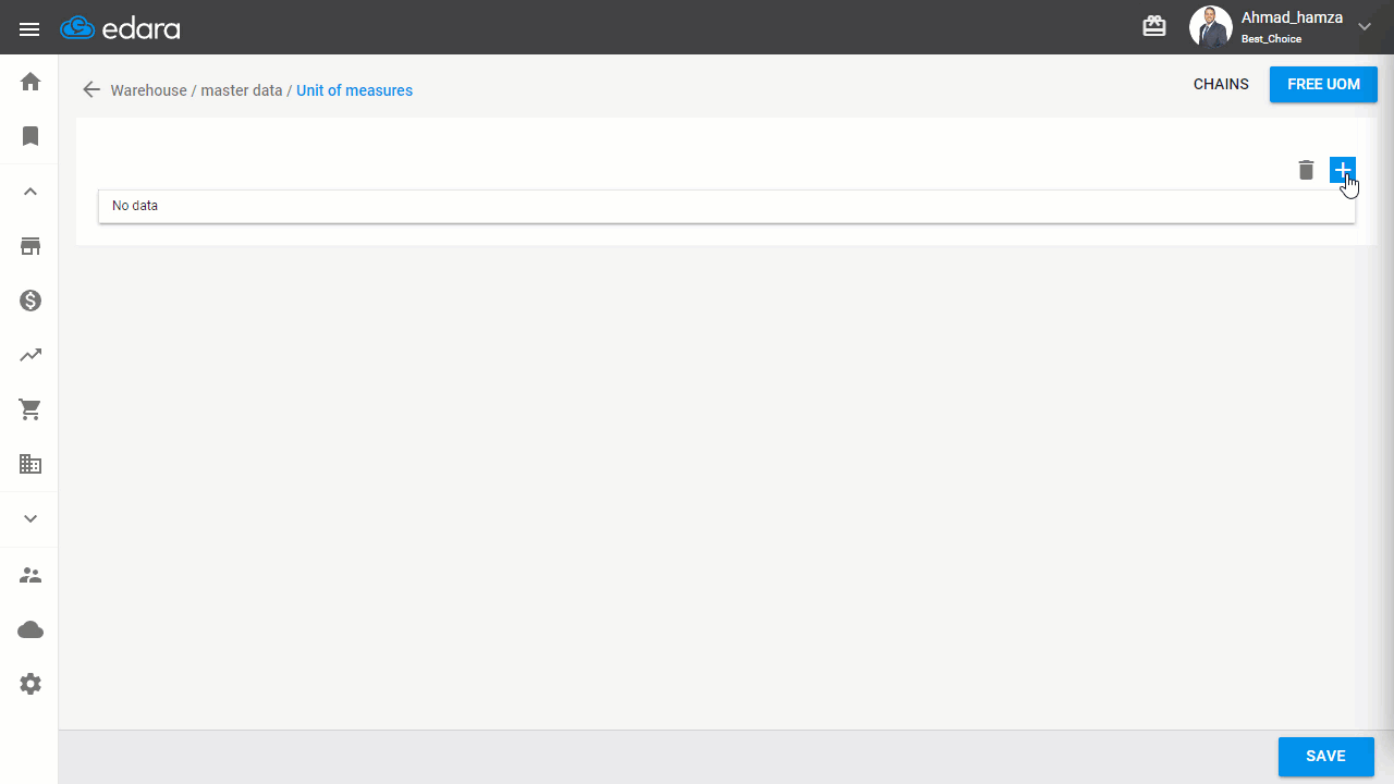 Creating a Free Unit of Measure — Click "Save"